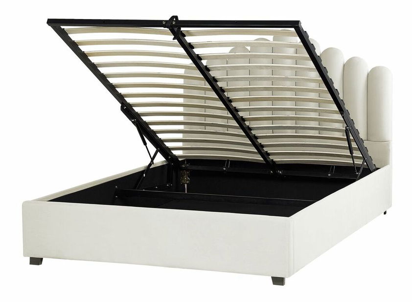 Manželská postel 160 cm Valhala (bílá) (s roštem a úložným prostorem)