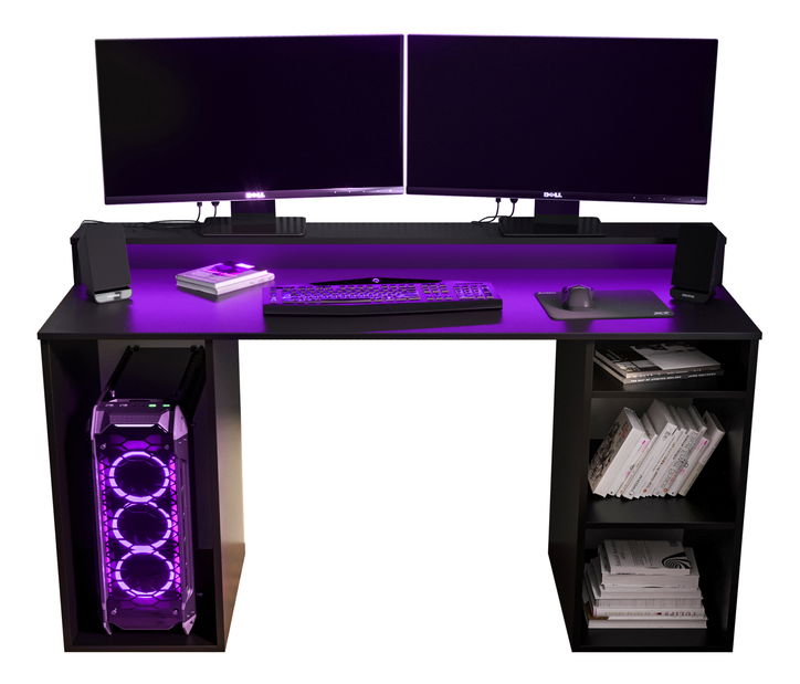 Herní PC stolek Garrick 1 (černý) (s LED RGB osvětlením)