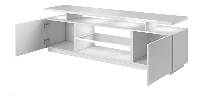 Televizní skříňka Evan (bílá + lesk bílý) (bez osvětlení)