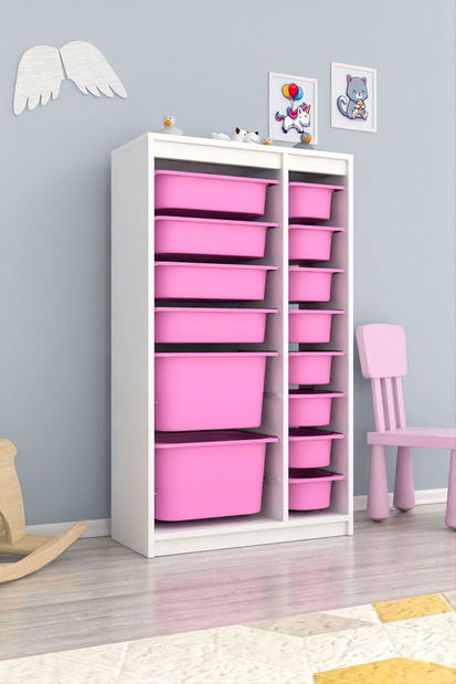 Organizér na hračky Dremonka 6 (růžová + bílá)