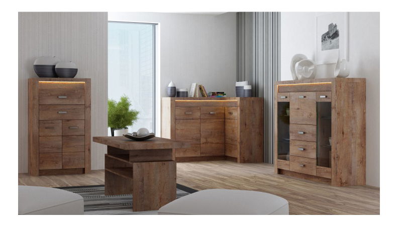 Rohová komoda Inneas l 15 (jasan světlý)