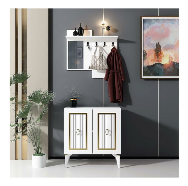 Předsíňová sestava Tideno (bílá + zlatá) *bazar