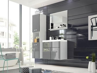 Koupelnový nábytek Florena (bílá + šedý lesk)