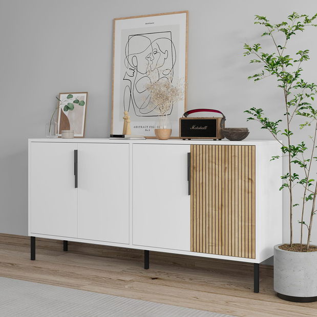 Komoda Cantallia (bílá + dub safírový)