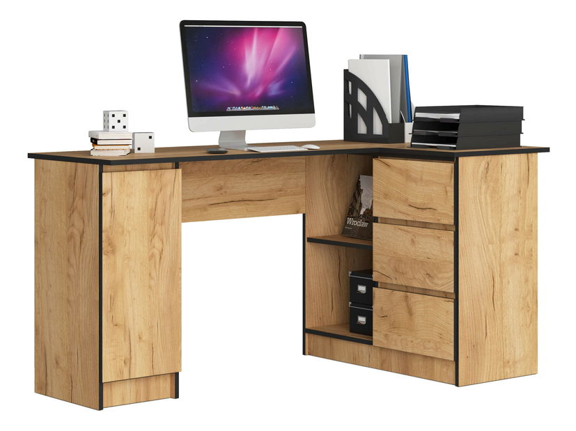 Rohový PC stůl Bienvenida (dub craft) (P)
