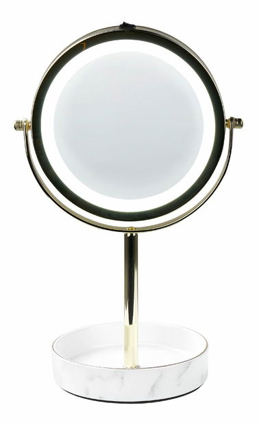 Kosmetické zrcadlo Shevaun (zlatá + bílá) (s LED osvětlením)