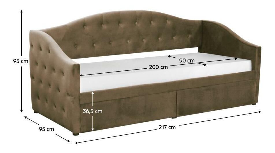 Jednolůžková postel (válenda) 90 cm Zonas (hnědá) (s roštem) (s úl. prostorem)