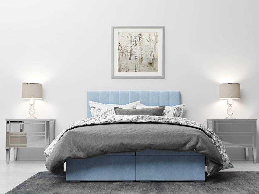Boxspring postel 140 cm Ranaly (modrá) (s úložným prostorem)