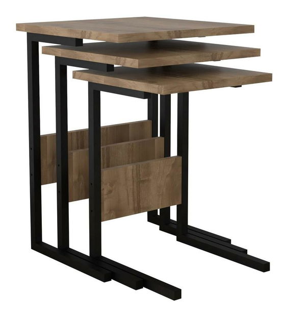 Set 3ks. konferenčních stolků Bameni (ořech + černá)