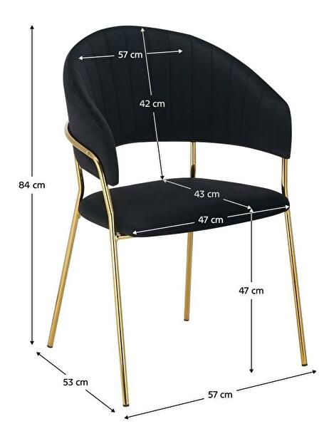 Designové jídelní křeslo Dasmona 1 (černá + zlatá + chromová)