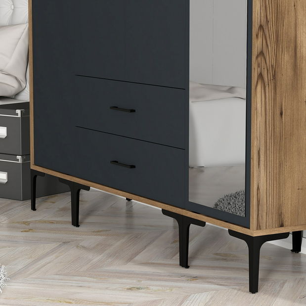 Šatní skříň Kiara STR (ořech + antracit)