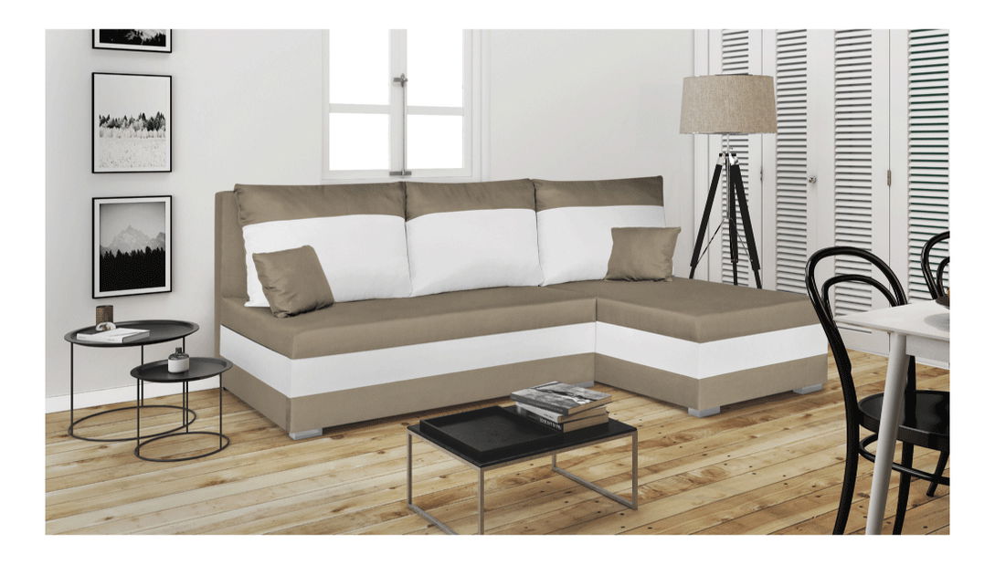 Rohová sedací souprava Gabby (svetlě hnědá + bílá)