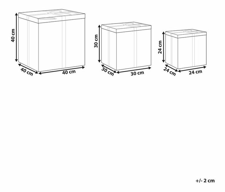 Set 3 ks úložných boxů Cody (hnědá)