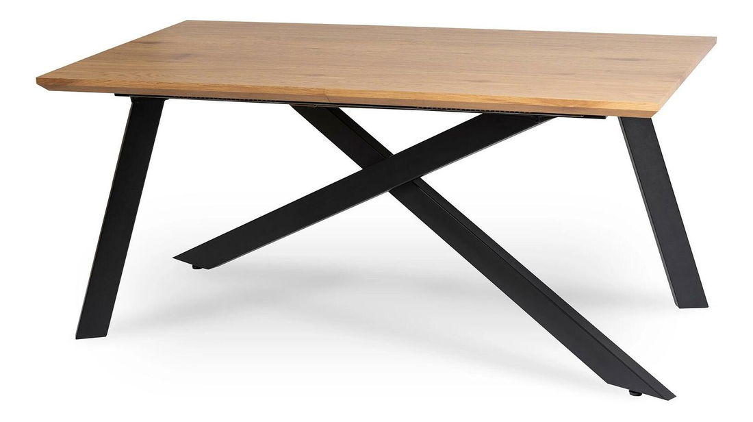 Rozkládací jídelní stůl Hinchandose (dub zlatý + černá) (pro 6-10 osob)