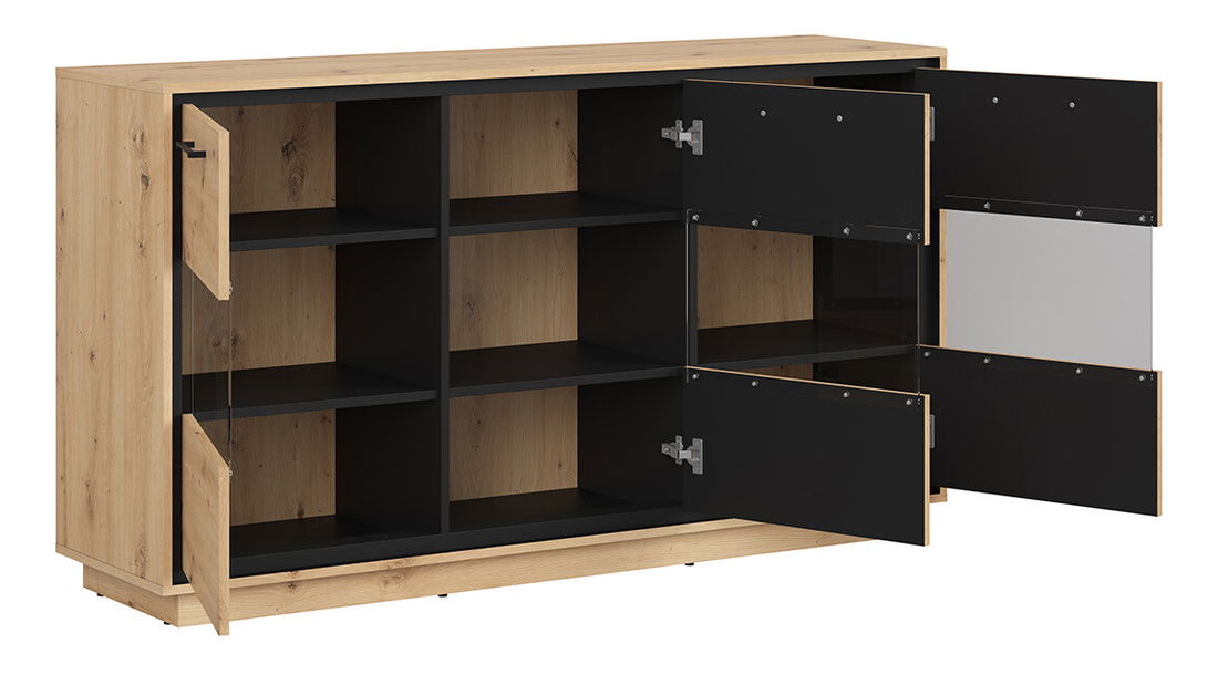 Vitrína BRW Pont KOM3W (dub artisan + černá matná)
