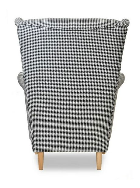 Křeslo ušák Margis (černobílá + ořech)