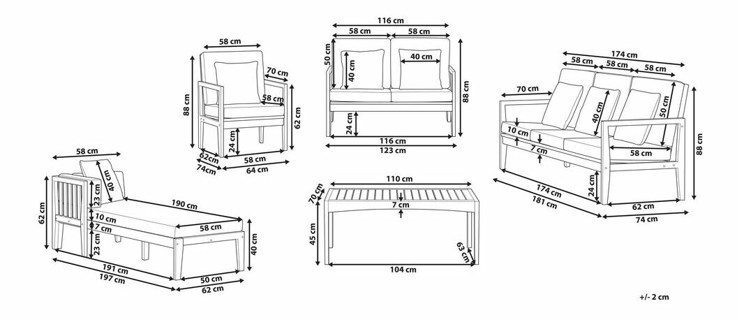 Zahradní sedací souprava Papaya (šedá)