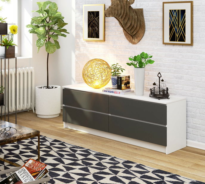 Komoda Koa V (bílá + šedá)