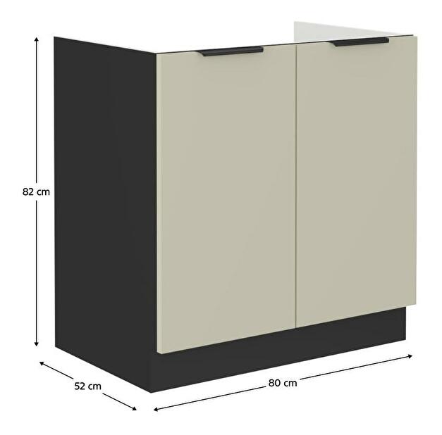 Dolní dřezová kuchyňská skříňka Arikona 80 ZL 2F BB (kašmír + černá)