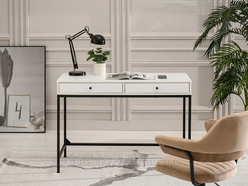 PC stolek Kaplan (bílé dřevo + černá)