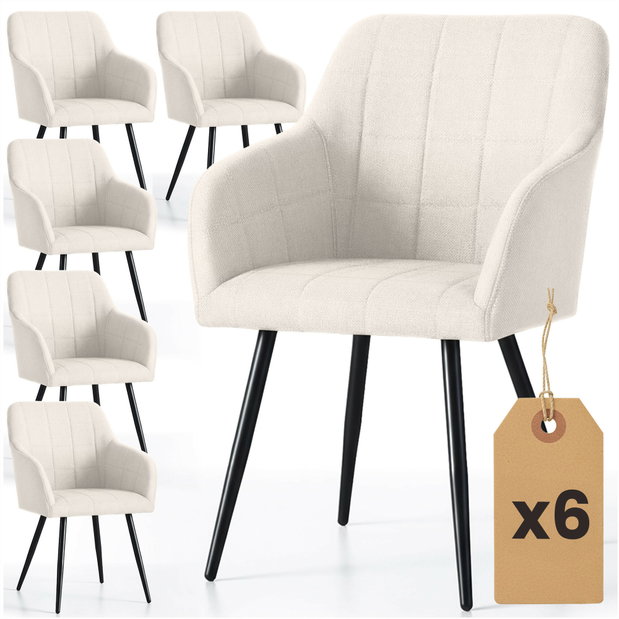 Set 6 ks jídelních židlí Luxembourg (krémová + černá)