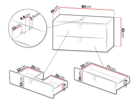 Skříňka pod umyvadlo Petralonas 01 (bílá + zlatá) (se sifonem)