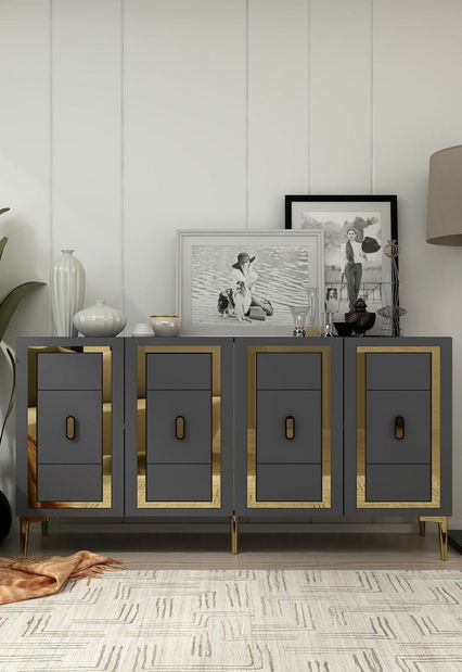 Skříňka Wendy (bílá + stříbrná)