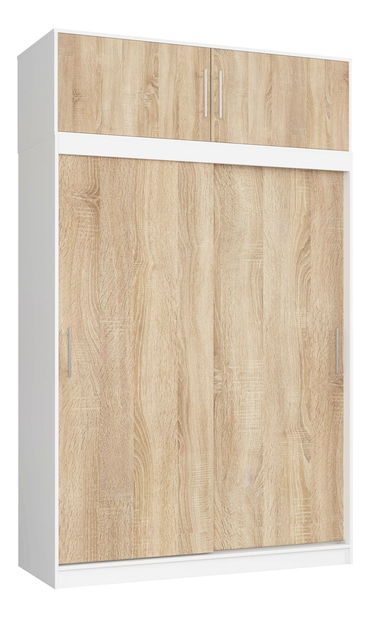 Posuvná skříň (s nástavbou) Symmetry (bílá + dub sonoma)