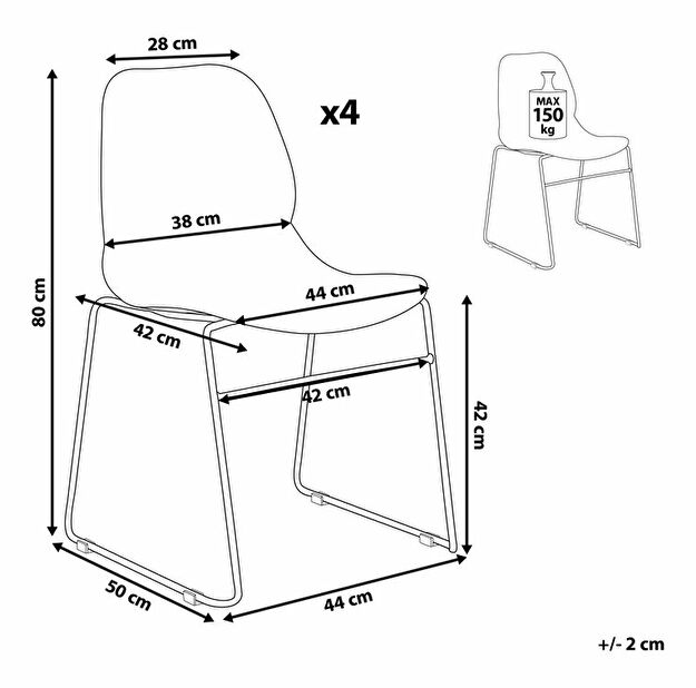 Set 4 ks jídelních židlí Panza (bílá)