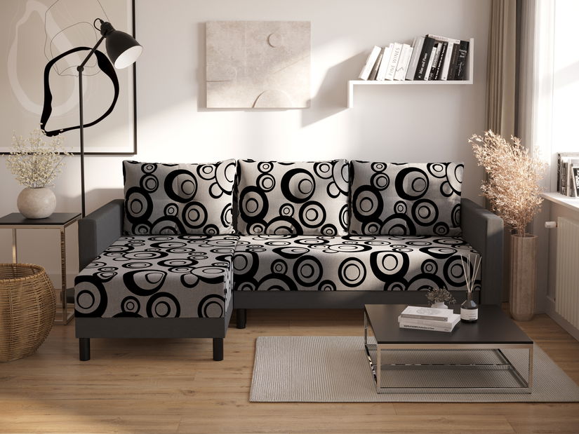 Rohová sedací souprava Glimmer L (capuccino + vícebarevné) (L)