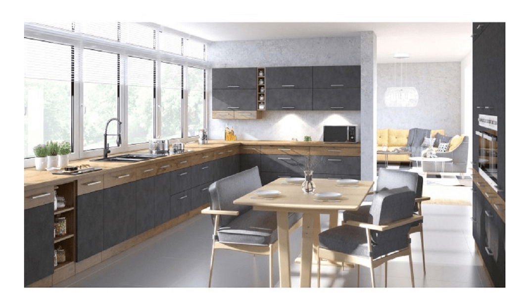 Horní kuchyňská skříňka 80 NAGU-36 1F Velaga (šedá matná + dub lancelot)