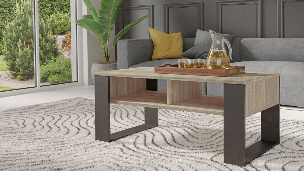 Konferenční stolek Maduro 3 (dub sonoma + černá)