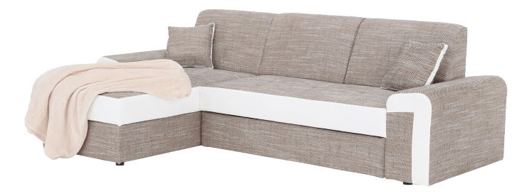 Rohová sedací souprava Pinia (hnědá + bílá) (L)