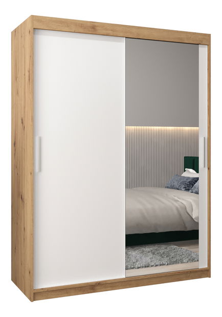 Šatní skříň 150 cm Toki 2 (Dub artisan + Bílá matná)