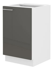Dolní kuchyňská skříňka pod dřez Lavera 50 ZL 1F BB (bílá + lesk šedý)