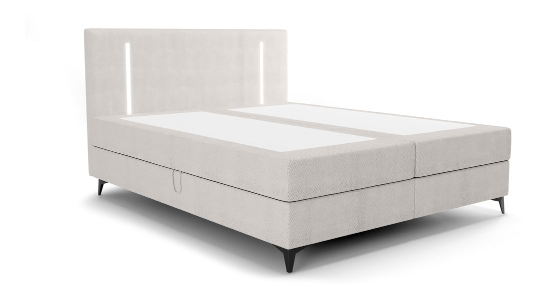 Jednolůžková postel 120 cm Ortega Bonell (světle šedá) (s roštem, s úl. prostorem) (s LED osvětlením)