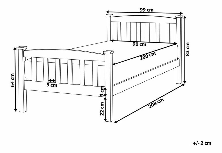 Jednolůžková postel 90 cm GERNE (s roštem) (bílá)