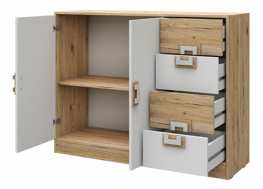 Nábytek do studentského pokoje Monella VI (dub světlý + bílá)