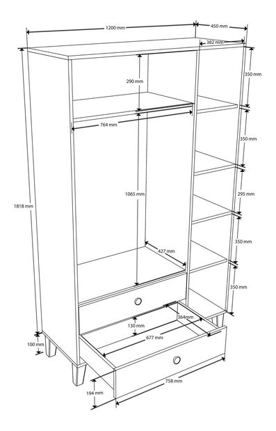 Šatní skříň Lizin 36 (dub bílý)