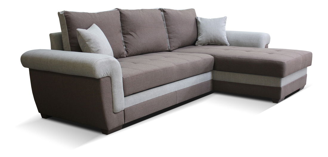 Rohová sedací souprava Rony 2F+L (tmavohnědá + hnědá) (P)