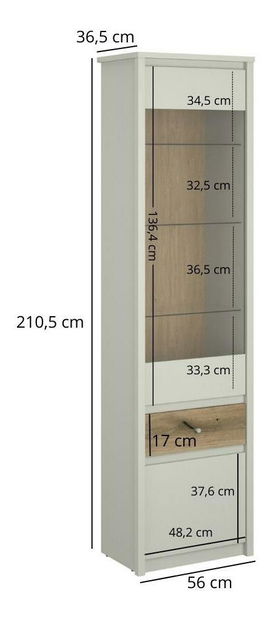 Vitrína Kodro 1 (kašmír + dub evoke)