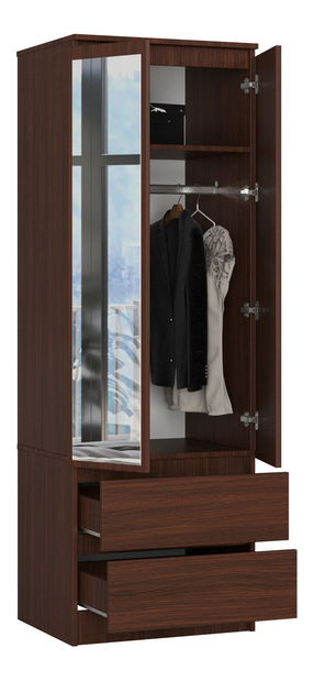 Šatní skříň Suman II (wenge) (se zrcadlem)