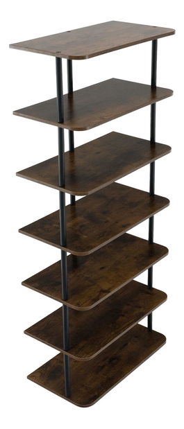 Regál Explotarla (tmavé dřevo + černá)