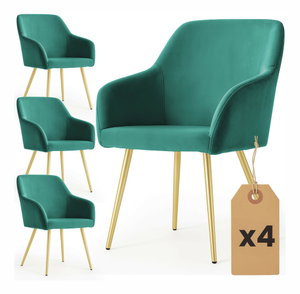 Set 4 ks jídelních židlí Exello (tmavě zelená + zlatá)