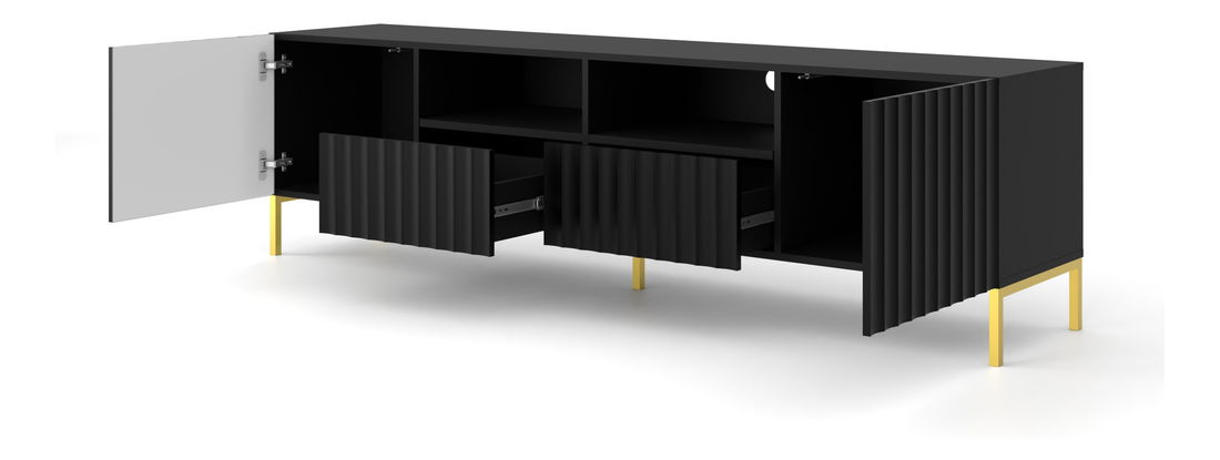 TV stolek/skříňka 200 2D2S Warsaw (černá + zlatá)