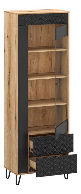 Vitrína Botones 1 (dub evoke + černá)