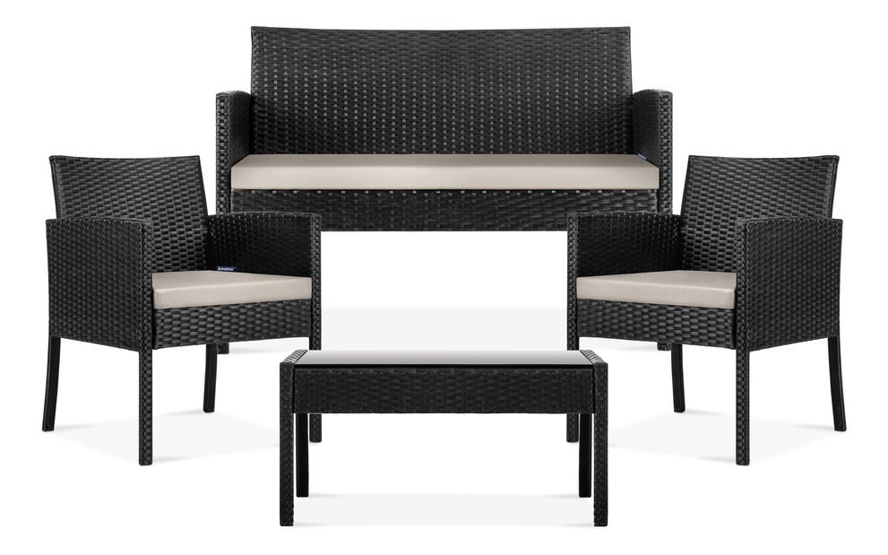 Sada zahradního nábytku 2+1+1 Devon (černá + béžová)