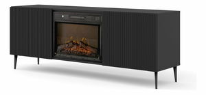 TV skříňka/stolek s elektrickým krbem FPB 2D 170 C Rowanna (černá)