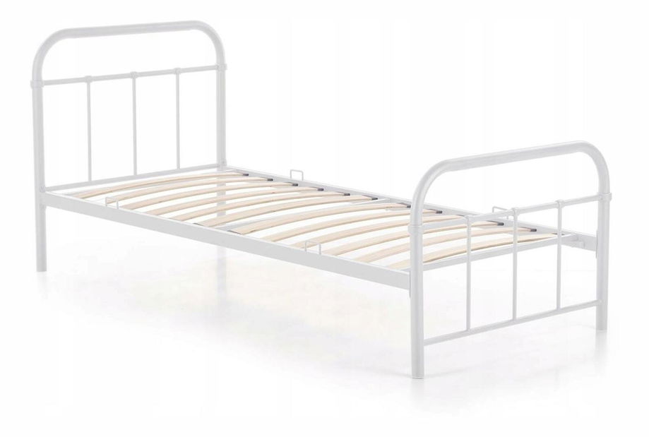 Kovová postel 90 cm Pavot (bílá) (s roštem)
