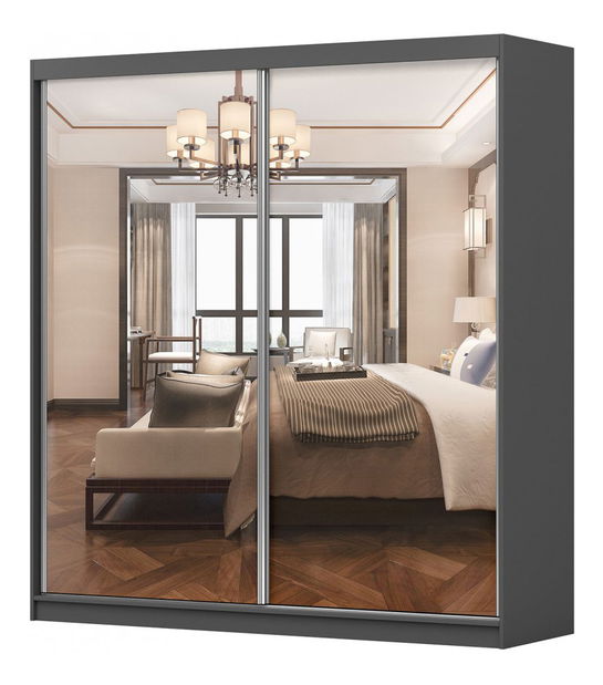 Šatní skříň Mebur 20 200 (grafit + zrcadlo)